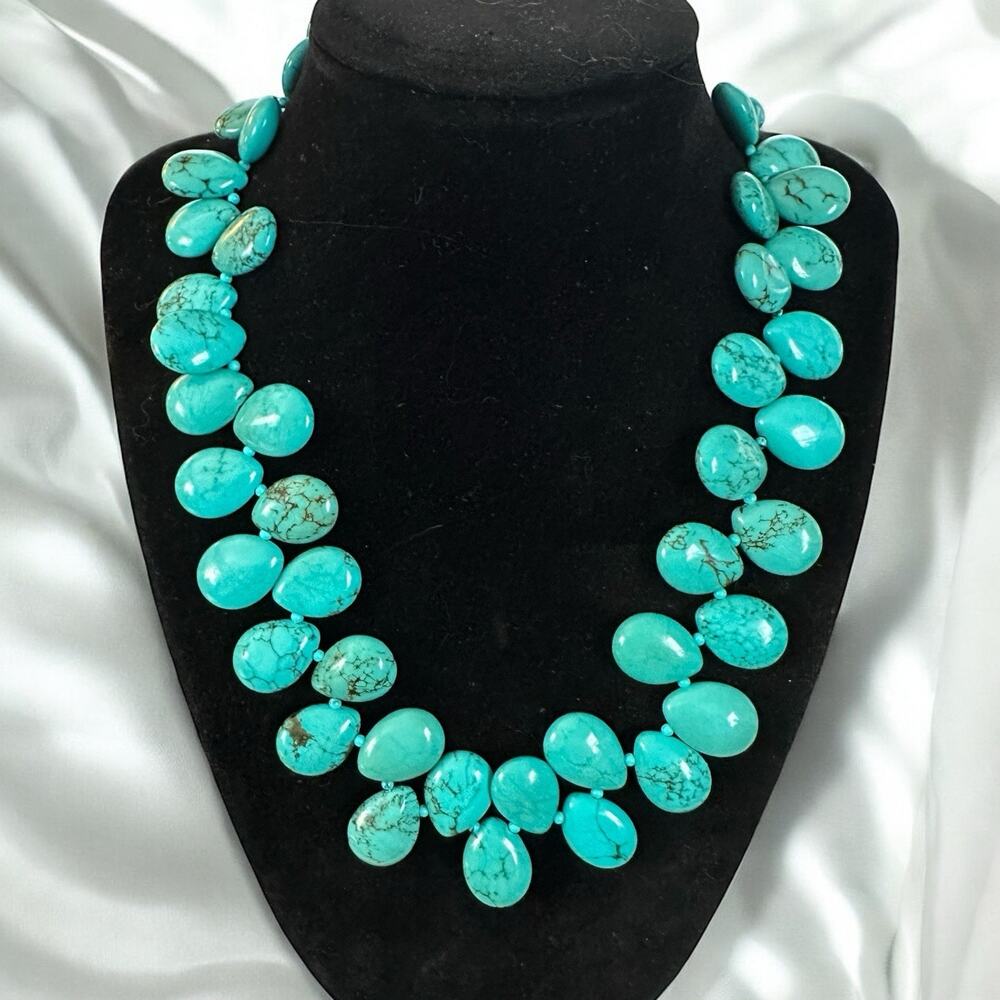 Dyed Howlit Nugget Necklace 16" Necklace LUC Lucoral 925 Clasp